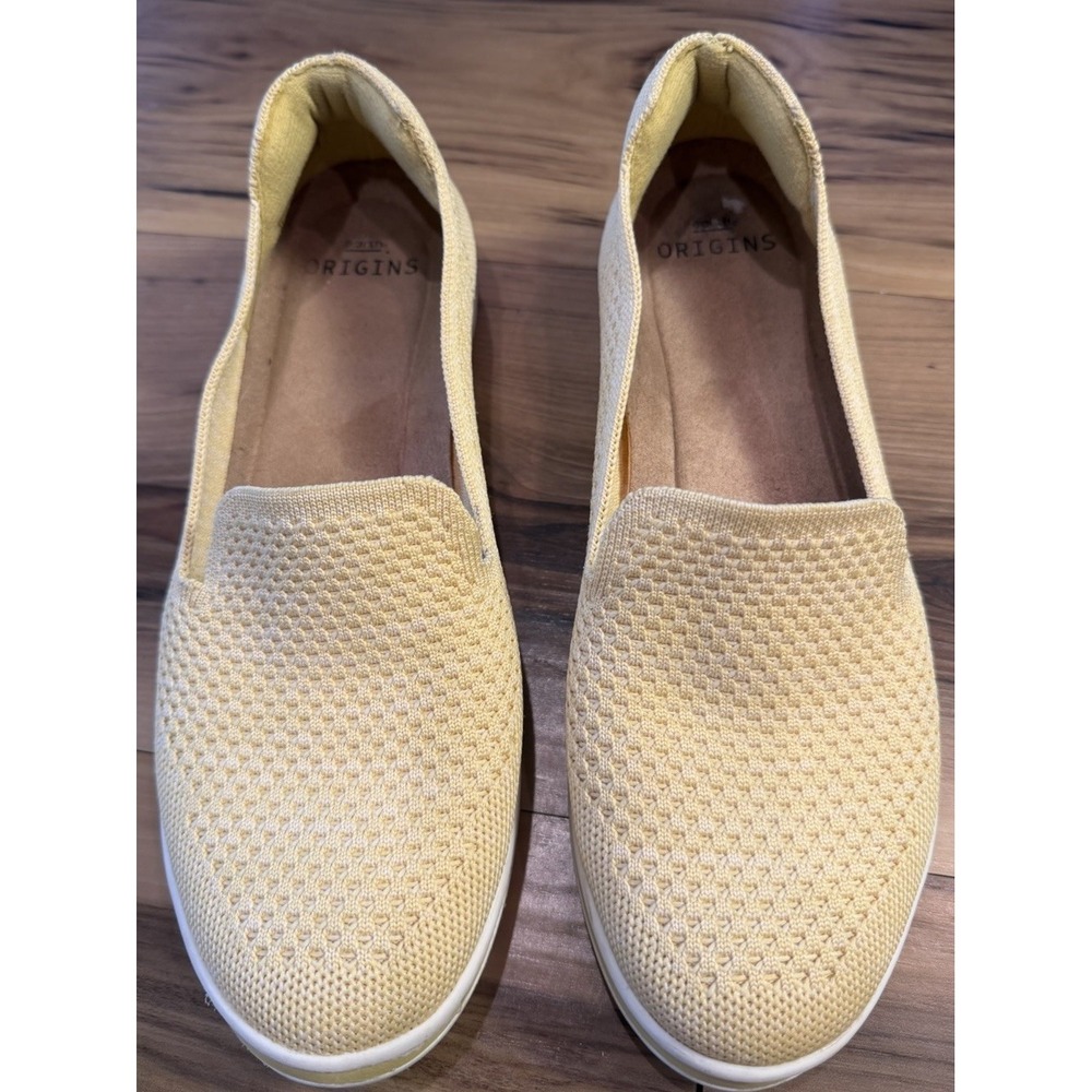 Earth Origins Butter Yellow Berit Knit Slip On Flats Comfort Shoes Womens Size 8